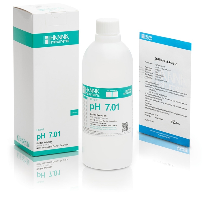 HI7007L/C Kalibračný roztok pH 7,01 s certifikátom, 500 ml
