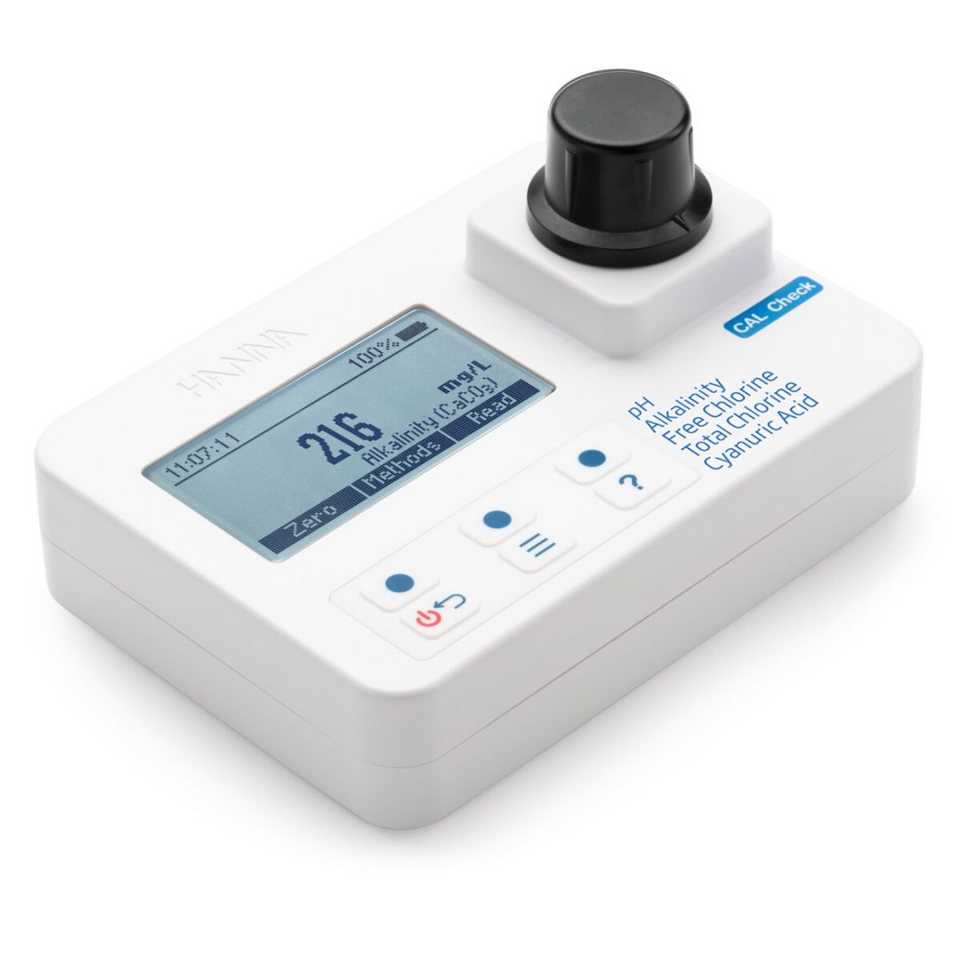 HI97104 Fotometer na voľný a celkový chlór, alkalinitu, pH a kyselinu kyanúrovú