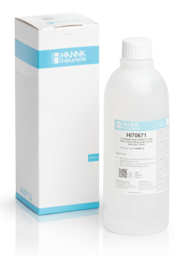 HI70671L Čistiaci a dezinfekčný roztok pre elektródy na huby, riasy a baktérie, 500 ml