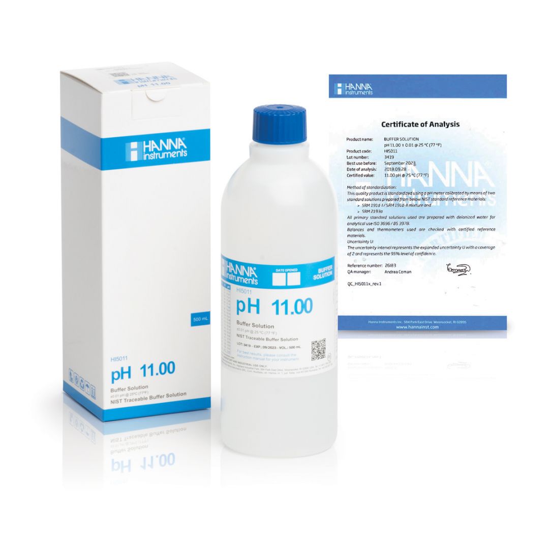 HI5011 Kalibračný roztok pH 11,00 s certifikátom, 500 ml