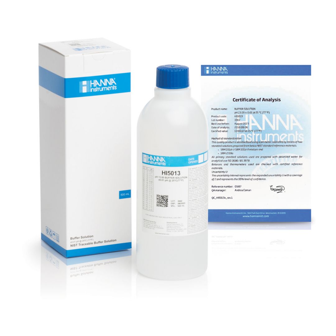 HI5013 Kalibračný roztok pH 13,00 s certifikátom, 500 ml